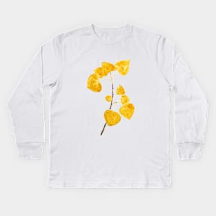 bright yellow birch leaves branch Kids Long Sleeve T-Shirt